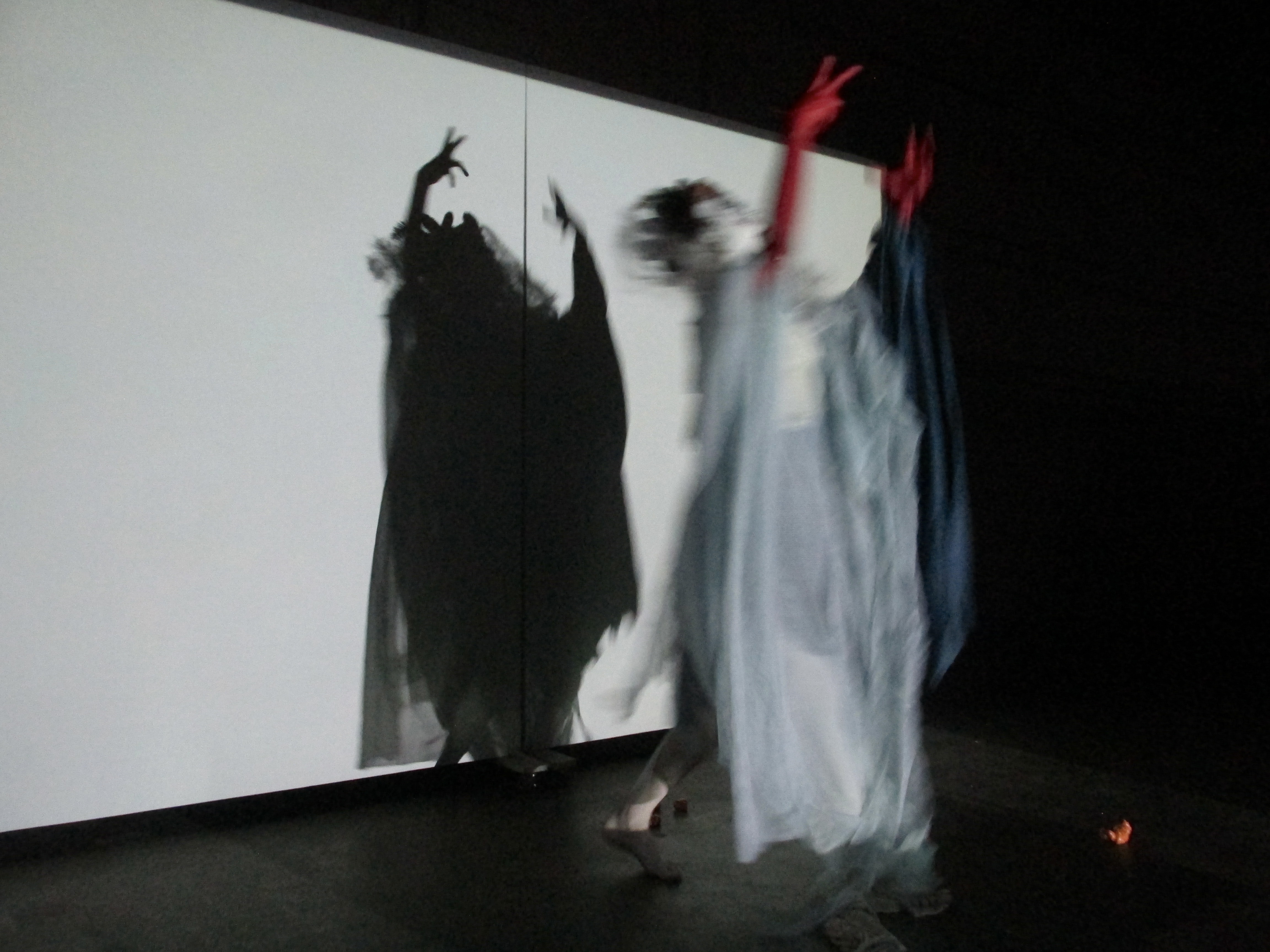 A blurry image of a ghost dancing