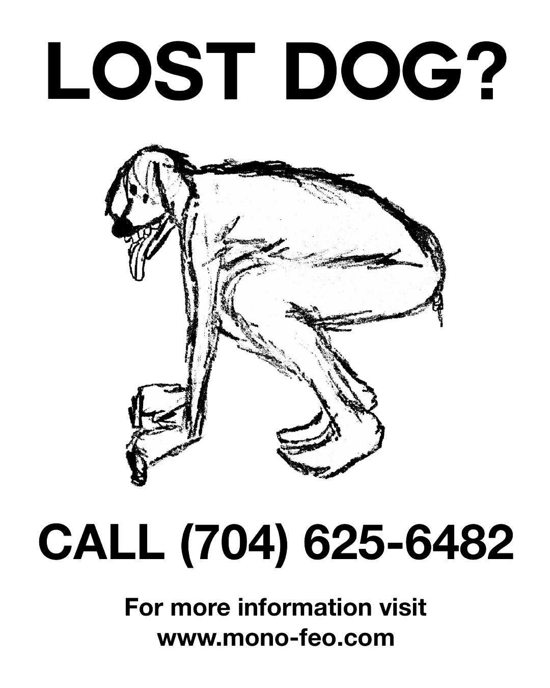 A drawing of a humanoid dog on a flyer