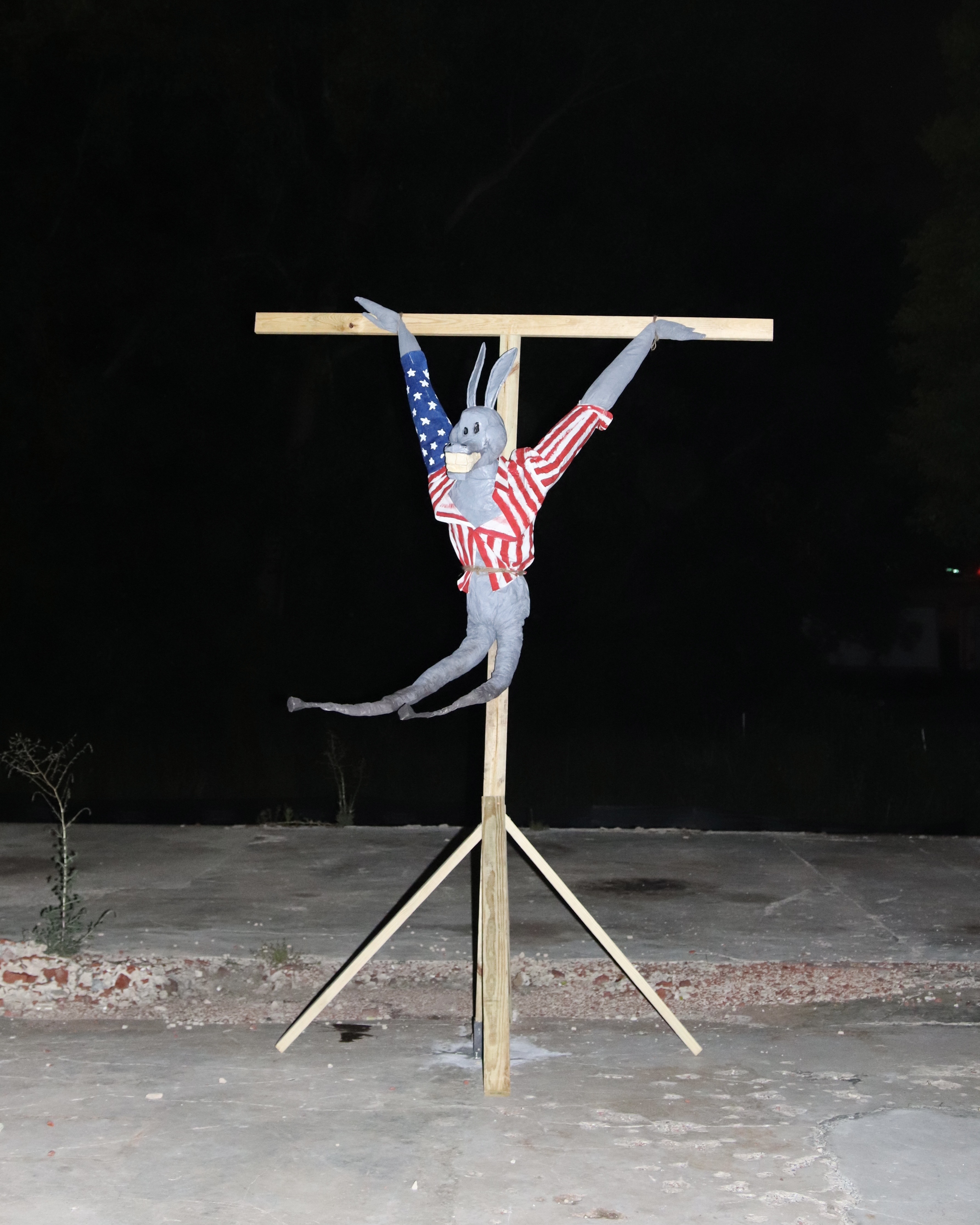 Scarecrow resembling a donkey